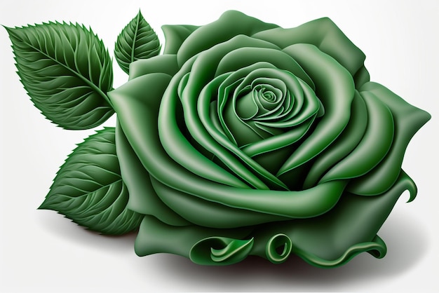 зеленая роза на белом фоне