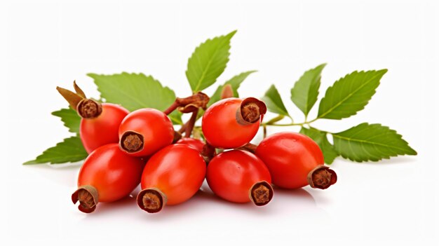 Rose hips with leaves