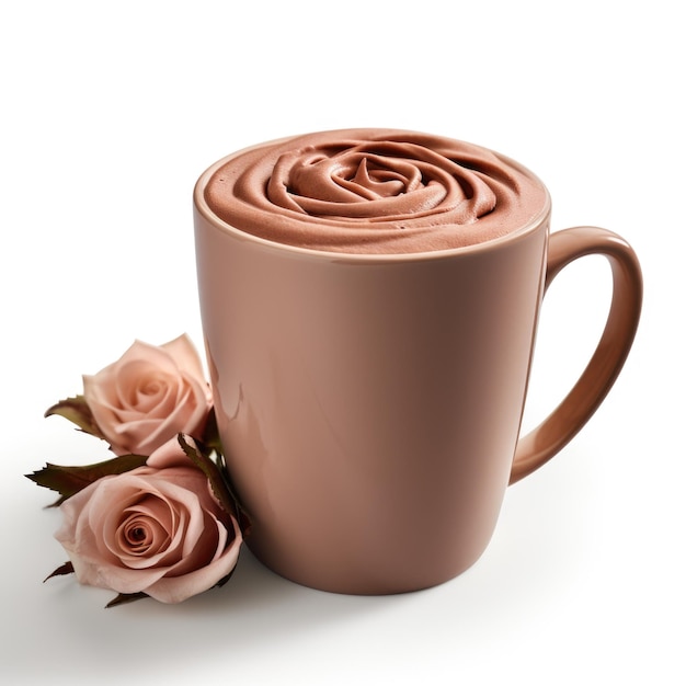 Rose Hot Chocolate isolated on white background Generative AI