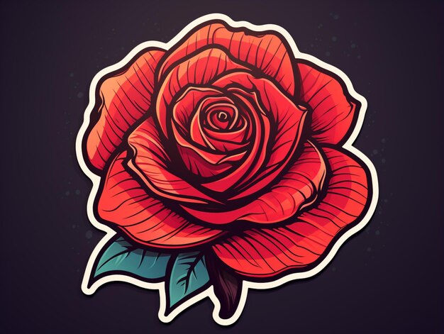 Photo rose illustration for a sticker