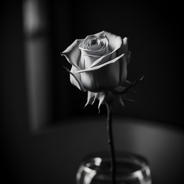 Photo rose isolated black and white