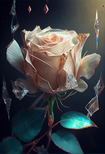 Photo rose made of diamond ai generated