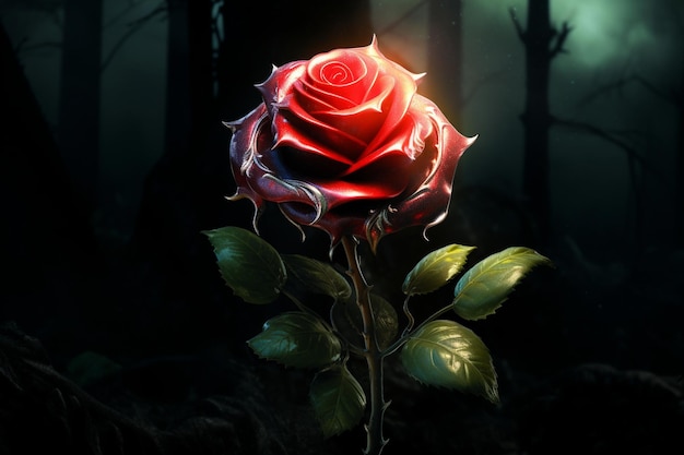 Photo a rose in a magical grove