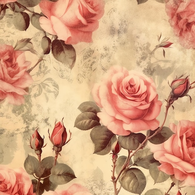 Rose old paper vintage digital paper