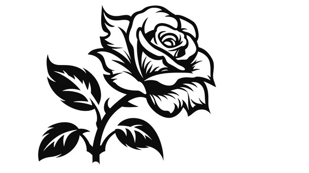 Photo rose one color vector logo emblem or icon for company branding tattoo art style