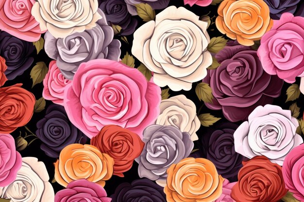 Rose pattern background colorful rose pattern design