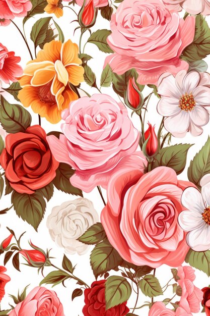 Rose pattern background colorful rose pattern design