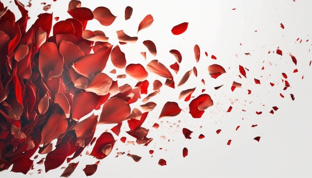 Rose petals on white background Valentine day background