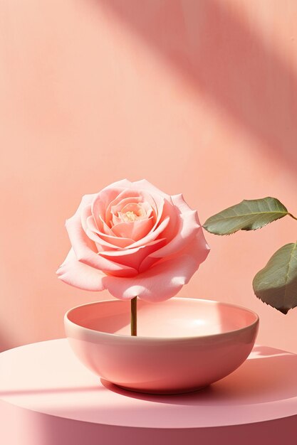 Rose in pink background generative ai
