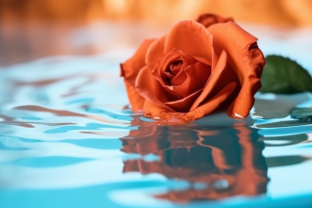 A rose in a pool of water