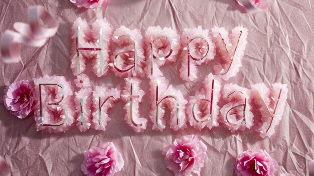 Rose Quartz Crystal Happy Birthday concept creative horizontal art poster