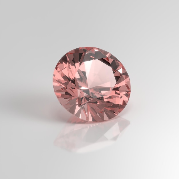 Rose quartz gemstone round 3D render