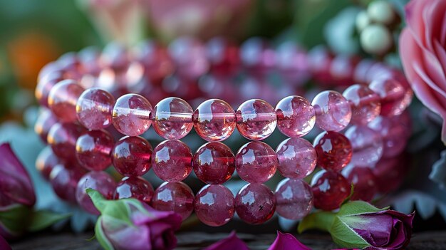 Foto polsiere di quarzo rosa, pastello e pietre preziose