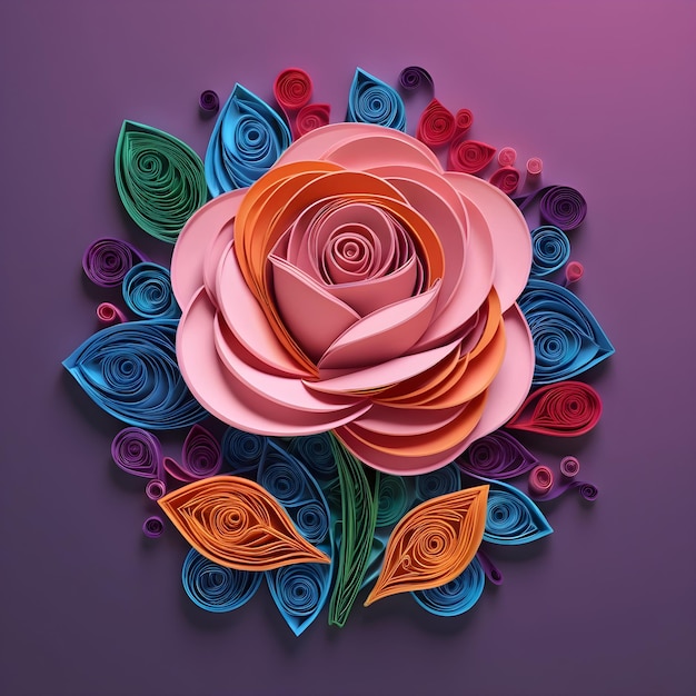 Foto quilling a rosa