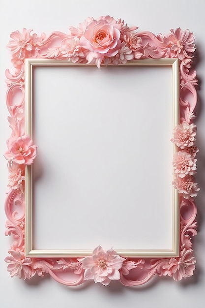 Rose Reverie Radiance blank Frame Mockup with white empty space for placing your design