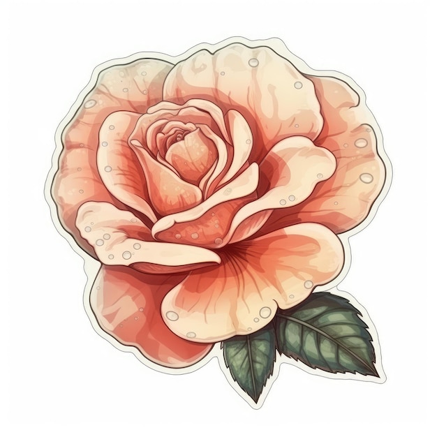 Rose sticker geïsoleerd ai gegenereerd