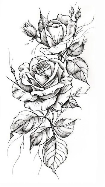 Rose tattoo flash AI generated Image