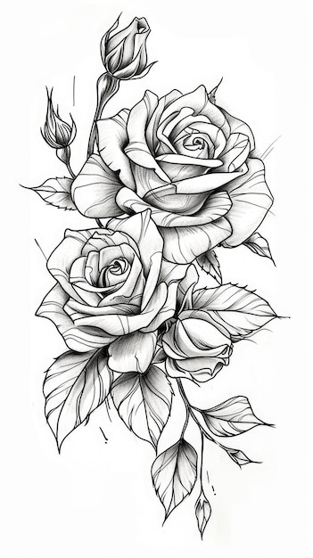 Rose tattoo flash AI generated Image