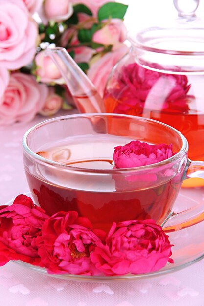 Photo rose tea close up