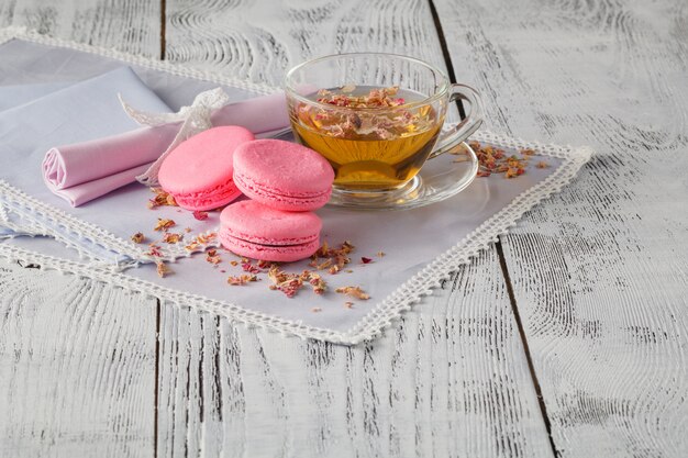 Rose tea, flowers, and dried petals