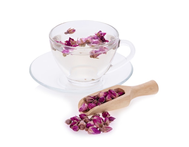 Rose tea isolated on white background