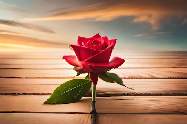 Foto una rosa che è in un vaso con il cielo sullo sfondo
