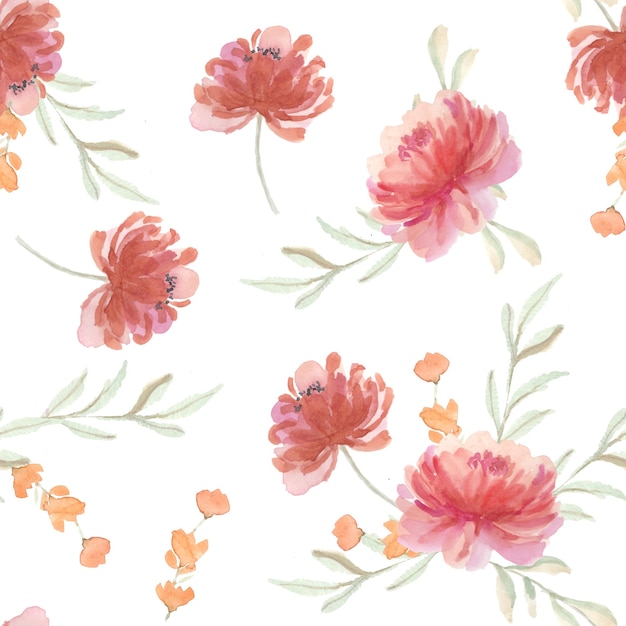 Rose Watercolor Flower Seamless Pattern