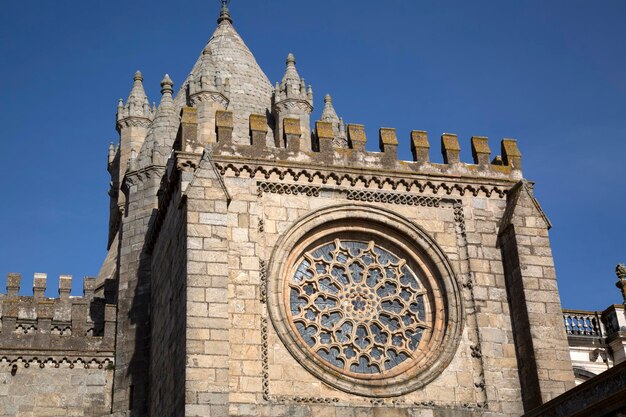 Rose Window in Cathedral in Evora, Portugal