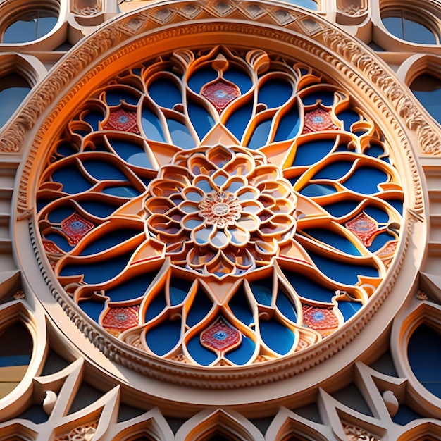 The rose window on the facade of the Cathedral La Seu Palma de Mallorka