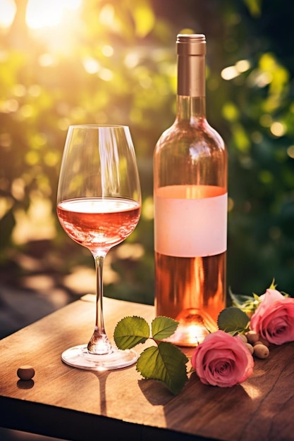 Foto degustazione di vino di rosa