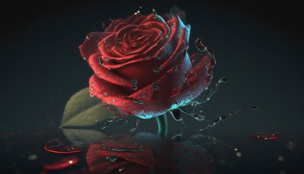 Rose with love beautiful love flower flower backgroundGenerative AI