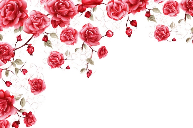 Rosebloempatroon frame met witte achtergrond