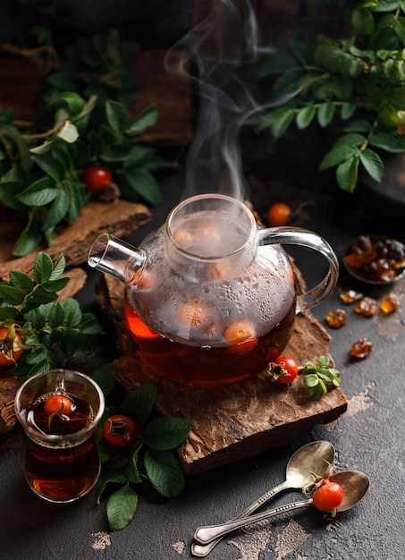 Rosehip tea with rosehip berries