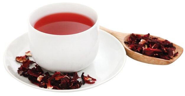 Roselle tea in a white cup