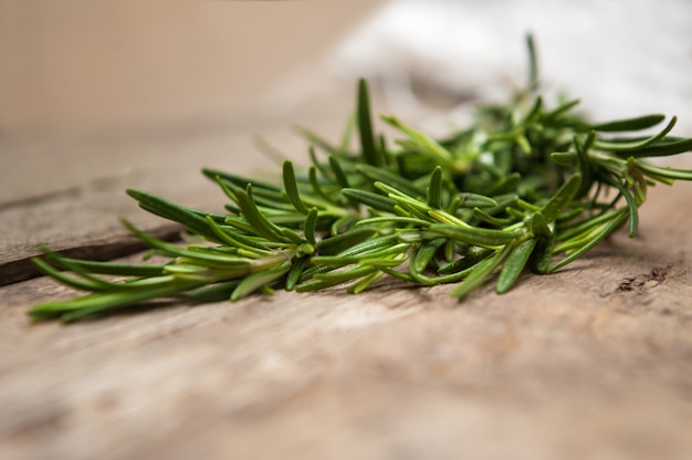 Rosemary bound on a wooden board