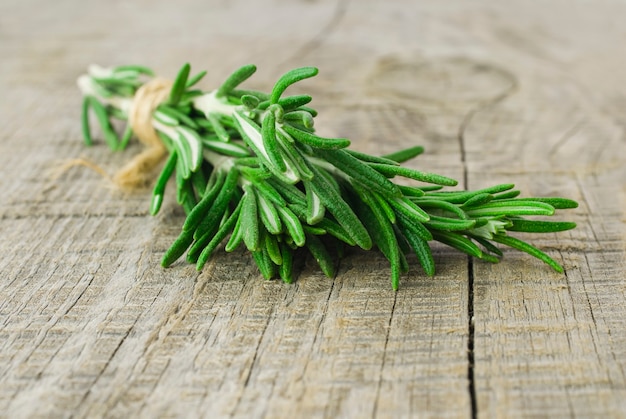 Rosemary bound on a wooden board