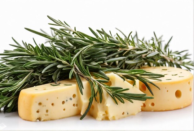 Photo rosemary with cheese isolated on white background