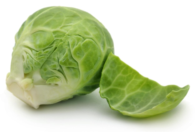 Rosenkohl or Brussels sprout isolated over white background