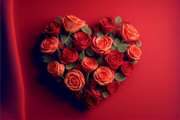 Roses arranged in a heart shape love valentine's day rendering realistic 14 february