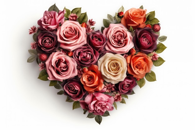 roses arranged in heart shape