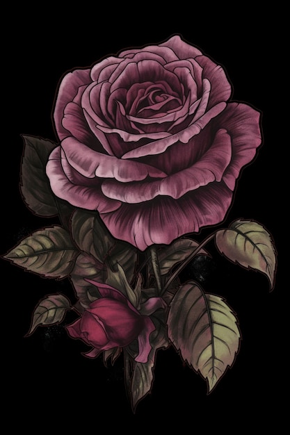 Roses artwork on black background generative AI