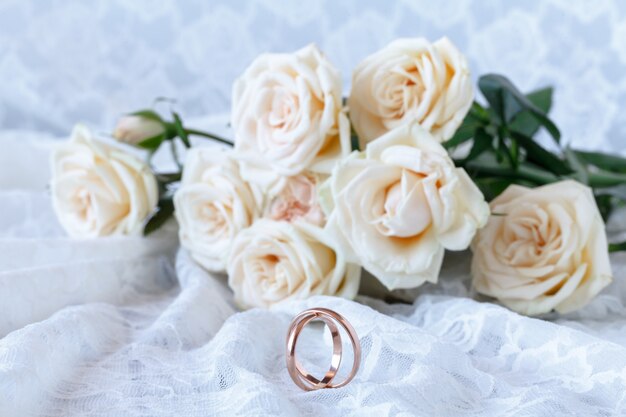 roses on bridal lace