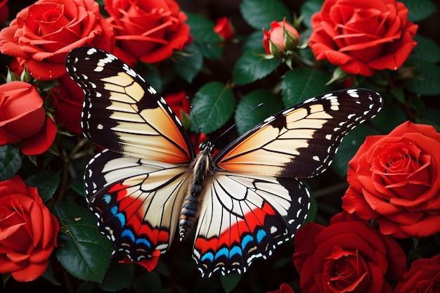 roses and butterfly