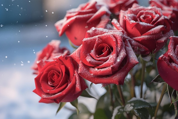 Розы, покрытые снегом