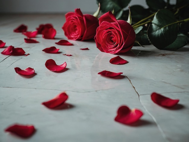 Roses decorated the floor