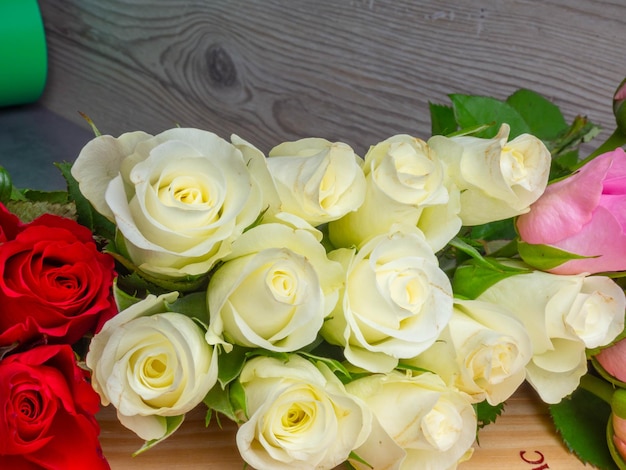 Roses in different colors for background use festive