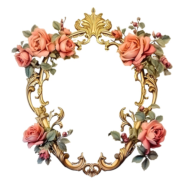 Foto fiore di rose cornice ornamentale decorativa per matrimonio antico elegante retro royal luxury isolato