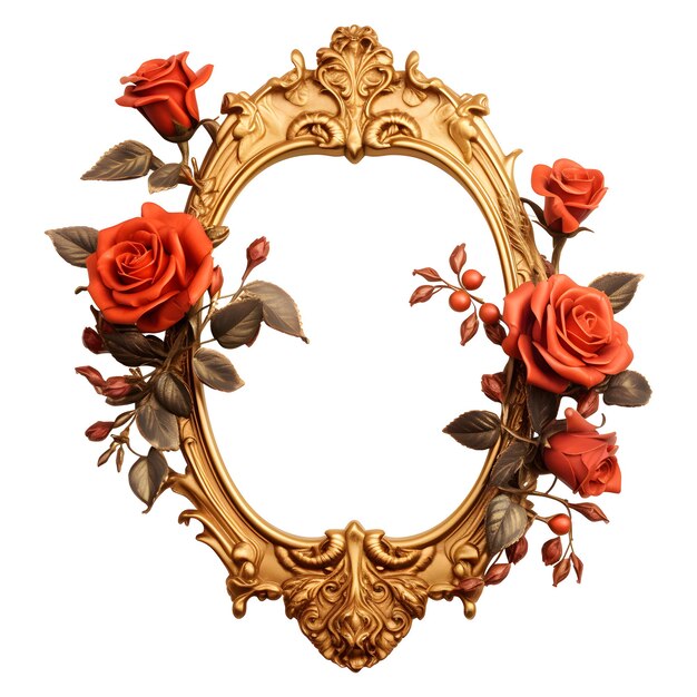 Photo roses flower decorative wedding ornamental frame antique elegant retro royal luxury isolated