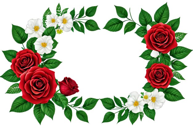 Roses and flowers on a white background