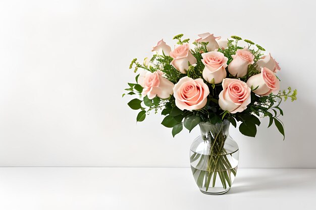 Roses and flowers on a white background